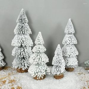 Décorations de Noël 1PC Mini arbres avec des ornements de neige d'hiver Table artificielle Crafting DIY Décoration Cadeaux Fournitures de fête