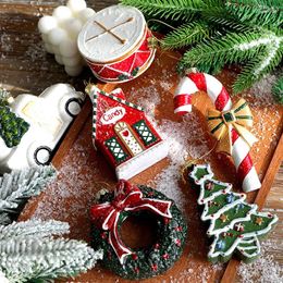 Décorations de Noël 1PC Pendentif Maison de voiture Guirlande de bonhomme de neige Peint Boule suspendue Arbre décoratif Décor de Noël Cadeau de l'année