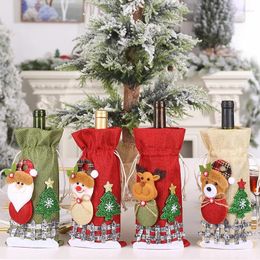 Kerstversiering 1PC Rode Wijnfles Tas Cover Sneeuwpop Kous Gift Bags Xmas Zak Verpakking Navidad Presenteert Jaar decor