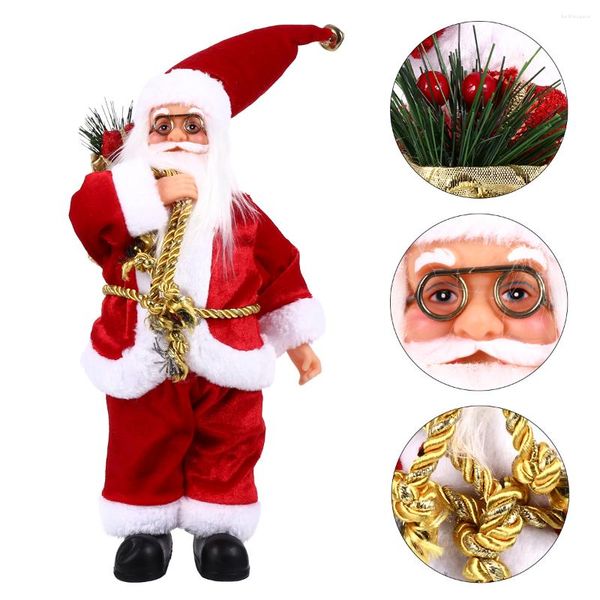 Decoraciones navideñas, 1 pieza, estatuas de Papá Noel, figura, estatua de tela plástica