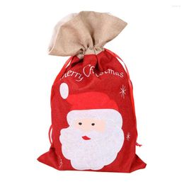 Décorations de Noël 1PC Santa Pattern Sac à cordon pour la maison Année 2023 Présente Candy Organisateur Linge Fournitures de fête Portable DIY Navidad