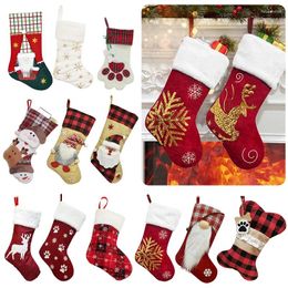 Décorations de Noël 1pc Bas personnalisé Noël Candy Sac Sock Décoration pour la maison Noel Navidad Année 2024 Sac cadeau Décor