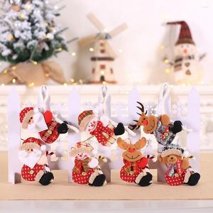 Decoraciones navideñas, 1 pieza, accesorios para árboles, muñecas, baile, personas mayores, muñeco de nieve, ciervo, oso, marioneta de tela, colgante, regalo
