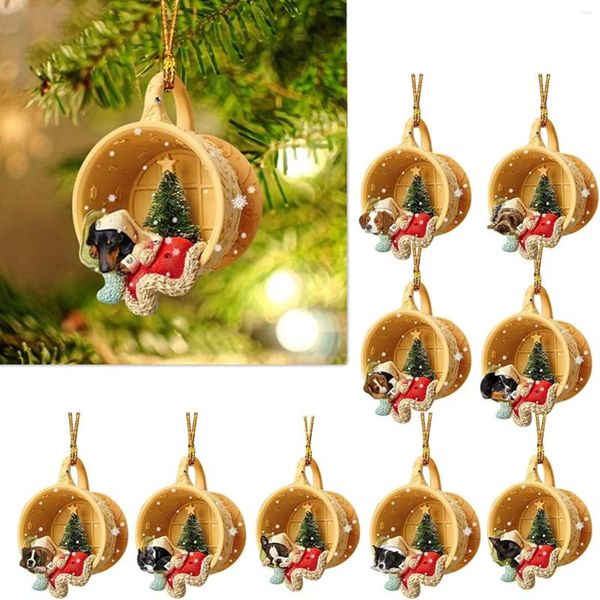 Décorations de Noël 1pc pendentif d'arbre mignon chien animal goutte ornement année fête de fête fournitures décoration de salle cadeau de noël