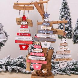 Décorations de Noël 1pc Pendentif d'arbre en bois Joyeux Home Party Porte Mur Chambre Ornements d'hiver Année 2024 Navidad