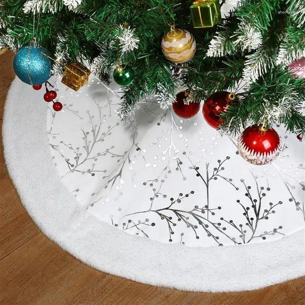 Décorations de Noël 1PC Fête de Noël Blanc Accueil Peluche Arbre Ornement Jupe Décoration Tapis pour sous