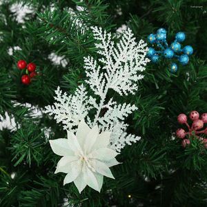 Kerstversiering 1 stks 21 cm Glitter Kunstbloemen Kerstboom Ornamenten Vrolijk Voor Thuis Jaar Geschenken Navidad