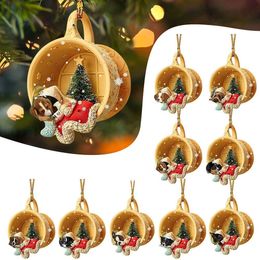 Décorations de Noël 1pcs acrylique arbre pendentif mignon chien animal goutte ornement année fête fête fournitures décoration de la chambre cadeau de Noël 230907