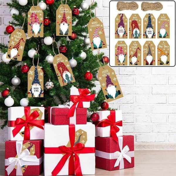 Décorations De Noël 1 pcs Décoration Étiquette En Papier Kraft Étiquette Avec Carte Suspendue Emballage Diy Arbre De Noël Corde Fournitures Partie Gi B2l8