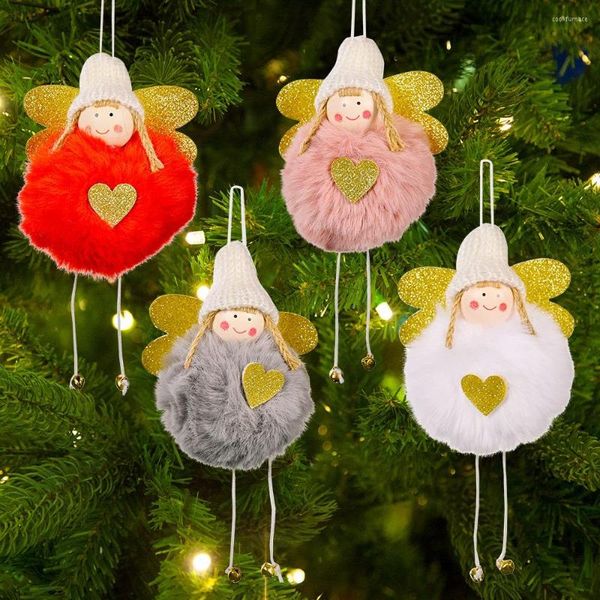 Décorations de noël 1 pièces poupée suspendus ange mignon étiquettes en peluche arbre porte décoration murale ornements pour décor de fête