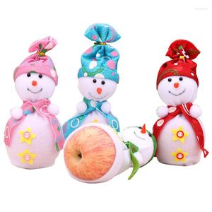 Kerstdecoraties 1 stks Drawstring Candy Tassen Sneeuwman Apple traktatie voor vakantiefeestartikelen