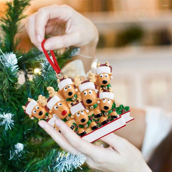 Adornos navideños, 1 Uds., colgante familiar de alce, Material de resina DIY, adornos de árbol personalizados, decoración para el hogar