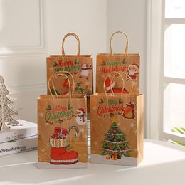 Kerstdecoraties 1 stks Geschenktas Dikke Kraft Paper Tote Bags Xmas Series Print Candy Cookie Pouch Holiday Packaging Wikkelbenodigdheden