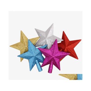 Decoraciones navideñas 1 Unids Gold Powder Star Cute 15Cm Tree Toppers Adornos Navidad Drop Delivery Home Garden Suministros festivos para fiestas Dhy5S