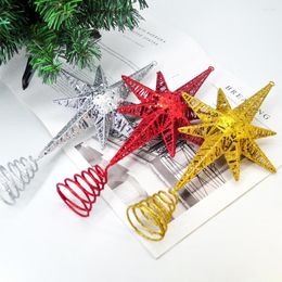 Décorations de Noël 1pcs Golden Glitter Tree Top Iron Star Ornements pour la maison Ornement Navidad Année 2023