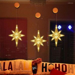 Kerstdecoraties 1 stks LED Decoratie Fairy Tale Polaris Lamp Tree Ornamenten Indoor Buiten Glazen raam Zuiging Cup Lights