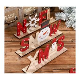 Kerstdecoraties 1 stks Merry Hangende ornament Handcraft Letter Houtstukken Crafts Xmas feest huisdecoratie diy laser gesneden woode dhidm