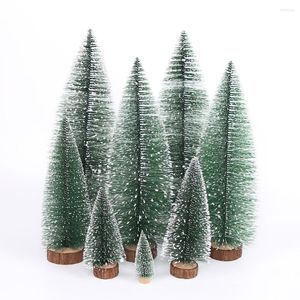 Decoraciones navideñas, 1 Uds., miniárbol pequeño, aguja de pino artificial, adornos de mesa decorados, Navidad, Papá Noel, nieve, fiesta en casa