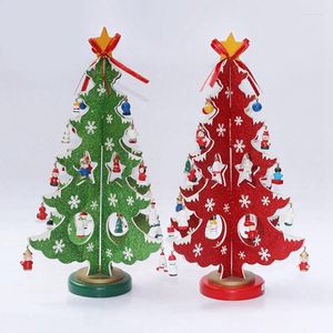 Adornos navideños 1 Uds. Mini árbol de madera Feliz decoración de mesa adornos navideños decoración Feliz año regalo para el hogar