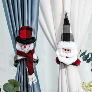 Kerstdecoraties 1 stcs plaid gordijn buckle santa sneeuwman vrolijke huisdecoratie hoogwaardige flanel
