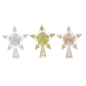 Kerstdecoraties 1 stks sterrenboom topper gouden decoratie xmas top ornament glanzend jaar 2023