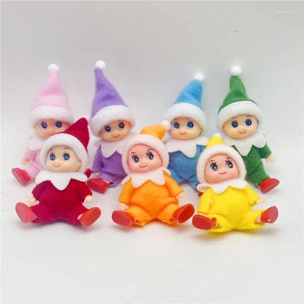 Decoraciones navideñas 1 unids niño bebé elfo muñeca con brazos móviles piernas oranments decoración niños juguete xmax suministros de fiesta en casa