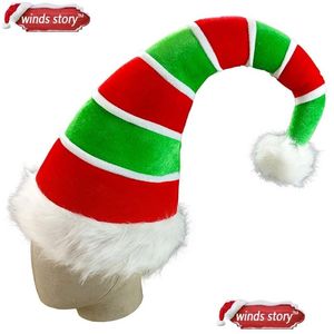 Décorations de Noël 1pièces Adt Three-Nsional Long Elf Hat Santa Claus Rouge Vert Costume Accessoire Décoration Noël Décor Drop Deli Dhiar