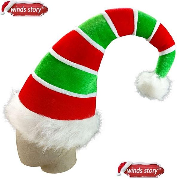 Décorations de Noël 1pièces Adt Three-Nsional Long Elf Hat Santa Claus Rouge Vert Costume Accessoire Décoration Noël Décor Drop Deli Dhynz