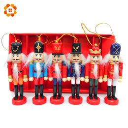 Decoraciones navideñas 1SET 12 cm Cascanueces de madera Marioneta Zakka Decoración de escritorio creativa Adornos Dibujo Nueces Soldados Banda Muñecas 221124