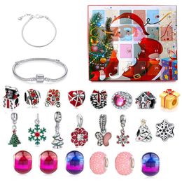 Decoraciones navideñas 1 Juego de calendario de Adviento pulseras para niñas 24 días cuenta regresiva regalo niños adolescentes 221130