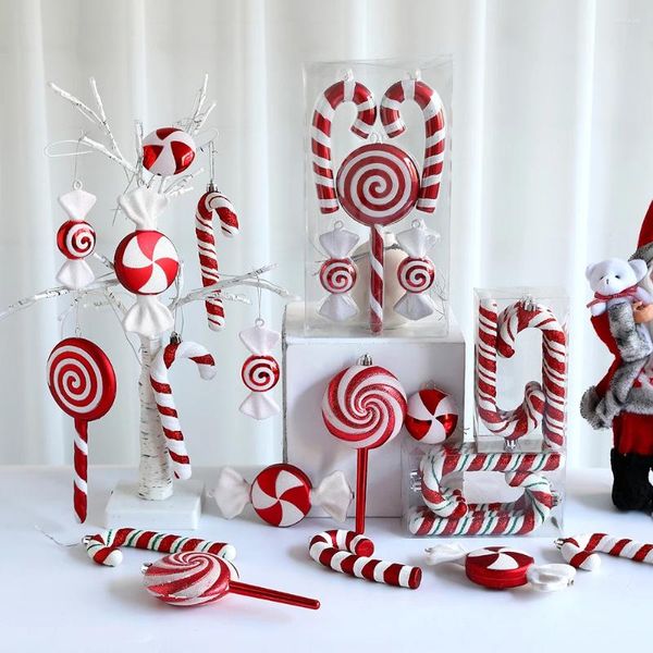 Decoraciones navideñas, 1 Juego de decoración, bastón de caramelo grande, colgante para árbol de Navidad, recuerdo de fiesta en casa, regalo de año para niños 2024
