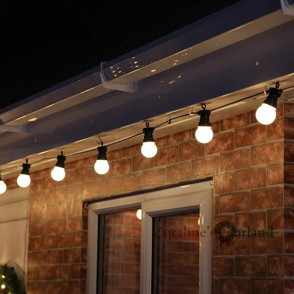 Decoraciones navideñas 2 25LED Globe Bulb String Lights IP65 Impermeable Conectable para exteriores Valentine Christmas Holiday Garland Cafe Decoración 231214