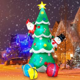 Decoraciones navideñas Árbol de Navidad inflable de Papá Noel de 2,4 m con LED Luz de estrella de regalos gigantes de 8 pies para decoraciones navideñas inflables al aire libre 231113