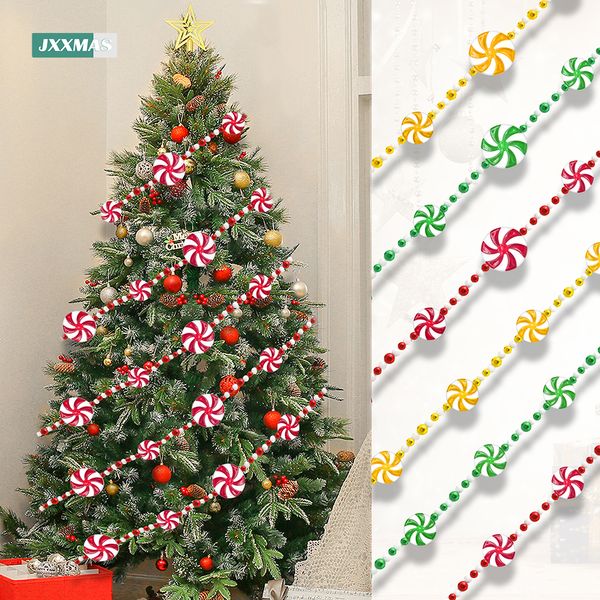 Décorations de Noël 2,4 mètres de bonbons colorés pendentif guirlande ins série nordique bonbons boule chaîne à la main pépinière enfants chambre arbre décor 221117