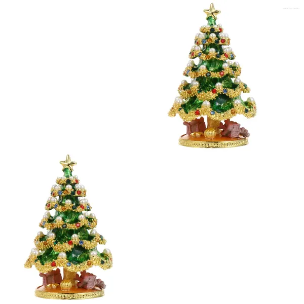 Décorations de Noël 2 PC Décor à la maison Arbre Boîte à bijoux Cadeau Bureau Ornement Plateau Bibelots Support de rangement Miss