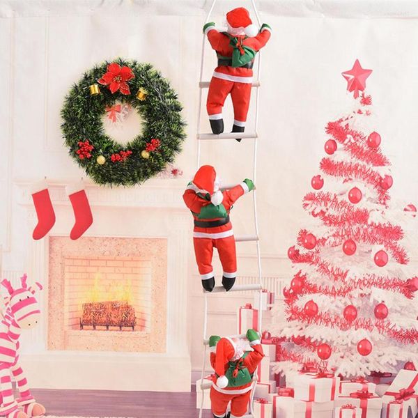 Décorations de Noël 20/25 cm Père Noël grimpant sur une échelle de corde ornements décoration d'arbre de Noël à la maison