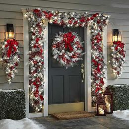 Kerstdecoraties 20 30 cm De draadloze Prelit Red en White Holiday Trim voordeur Krans Wedding Party Decoratie Kerstmis Decor 2022 T220929