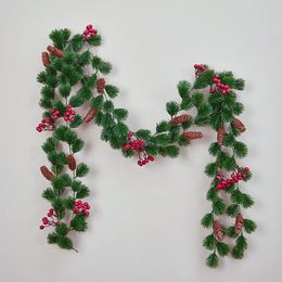 Kerstdecoraties 200CM Kerstdecoratie Kunstplanten Garland Pine Vines Voor Tafel Centerpieces Fake Vines Woonkamer Decor Thuis Krans 231122