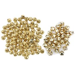 Kerstversiering 200st Metalen Jingle Bells Voor Decoratie Sieraden Maken Craft Goud - 100st 10mm 6mm217N