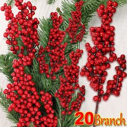 Kerstversiering 201 stuks rode bessen boomtakken kunstmatige hulst granaatappelplanten bloemdecoraties feestjes woondecoratie 231110
