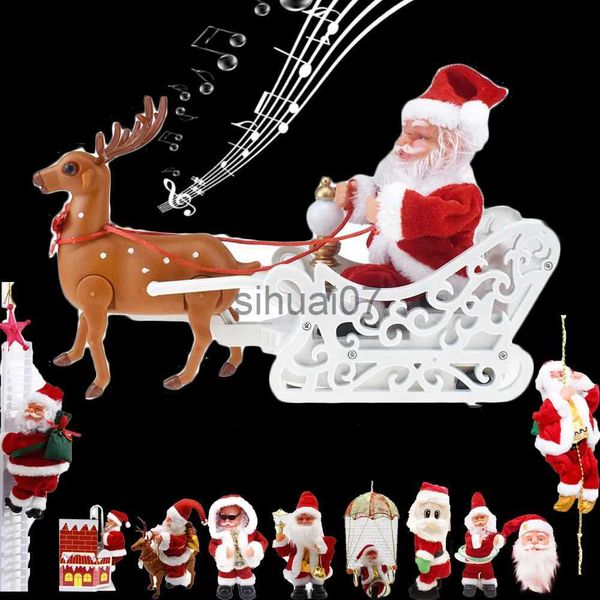 Decoraciones navideñas 2020 Nuevos juguetes musicales eléctricos Muñeca Escalera para subir Chimenea Muñeca Sacudir la cadera Sacudir la cabeza Paracaidismo Papá Noel Decoración navideña Regalo x1020