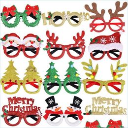 Decoraciones navideñas 2021 Feliz año nuevo Gafas de Navidad 40 estilos Festival Decoración de fiesta Niños Adt Po Props Glitter Anteojos Dhlgx
