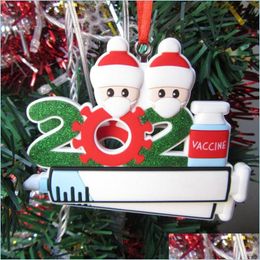 Kerstdecoraties 2021 Quarantine kerstboom hanger Santa Claus gepersonaliseerde doe -het -zelfnaam overleefde familiehars hangende ornamen dhx0p