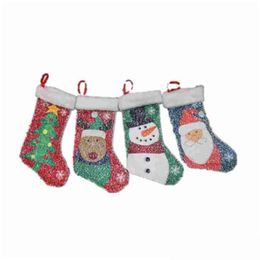 Décorations de Noël 2021 Chaussettes Paillettes 20x40cm Santa Bas Claus Bonhomme de neige Arbre de Noël Sac cadeau Drop Livraison Maison Jardin Festif Par Dhu03