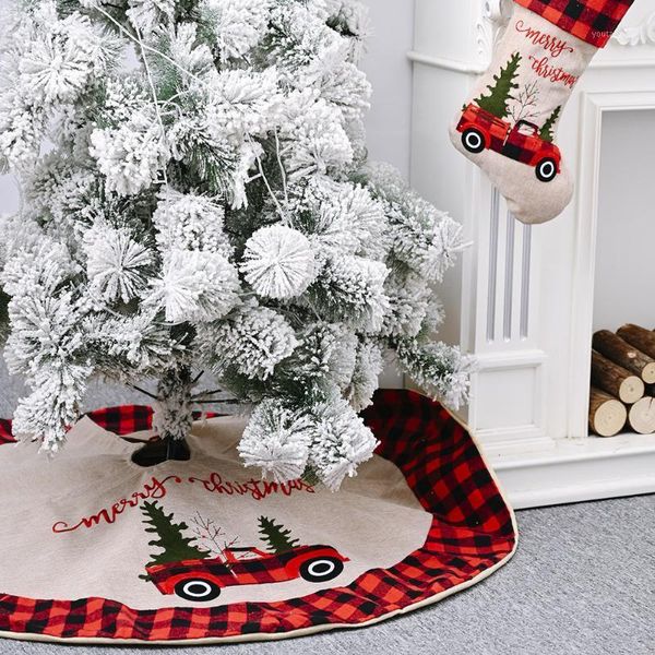 Décorations de noël 2021 arbre jupe joyeux voiture imprimé tapis 3D perle Elk flocon de neige motif Pad pour vacances Decor1