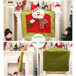 Décorations de Noël 2022 Décoration Famille Elk Housse de chaise pour la maison Père Noël Bonhomme de neige Ensemble personnalisé