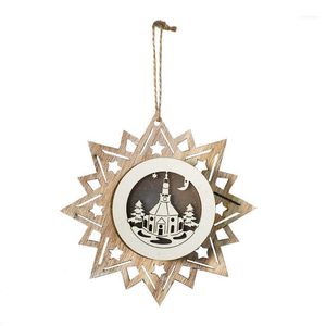 Kerstdecoraties 2022 Decoratie houten uitsparend pentagram lichten balboomster vorm hanger ornamenten 9.231