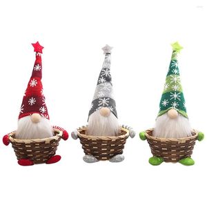 Décorations de Noël 2022 Gnome sans visage Candy Bamboo Panier Boîte d'emballage Poupée Joyeux Ornement Festival de Noël Décor de fête à la maison