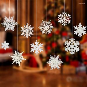 Kerstdecoraties 2022 Merry Snowflake Ornaments Plastic White Tree Decoration for Home Kersthang Happy Year