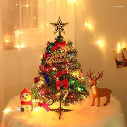 Kerstdecoraties 2022 Mini Tree met lichten bogen Bows Pine Cones Gifts Desktop Home Jaar